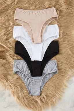 Trendyolmilla Siyah-Beyaz-Cok Renkli 4lu Paket Pamuklu Buzgu Detayl? Hipster Orme Kulot THMSS25KU00015  фото 8