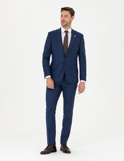 _ndigo Slim Fit _izgili Tak_m Elbise