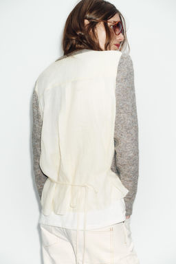 CONTRAST KNIT CARDIGAN WITH BELT - Zara фото 13