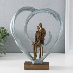 Фигурка полистоун Абстракция. Парочка в сердце, бронза, серебро, 23?7?26 см