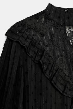 LACE DOTTED MESH SHIRT - Zara фото 6