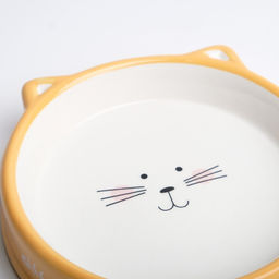 Миска керамическая Голова кота 200 мл - 15153.5 см, белая/жёлтая - Пижон фото 4