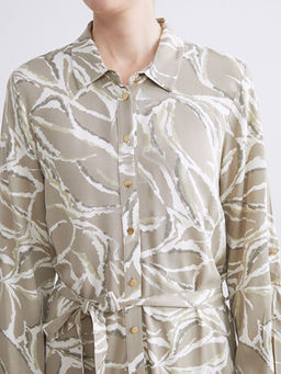 Beli Ku?akl? Desenli G?mlek Elbise