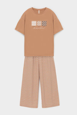 Е 20157/индийский загар,геометрический орнамент пижама жен