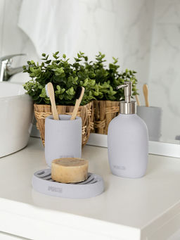 Диспенсер для жидкого мыла 370мл серый полирезина