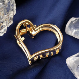 Цена за 6 шт. Крабик для волос «Маргарита», сердце, 2.5 см, золото