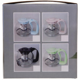 Чайник заварочный стеклянный 1200 мл с металлическим ситом Селфи,микс