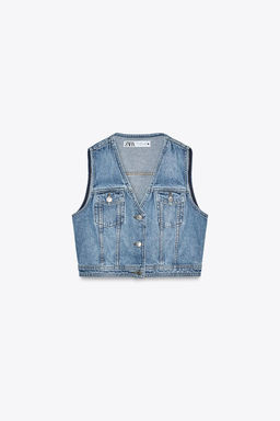 Z1975 CROPPED DENIM WAISTCOAT - Zara фото 5
