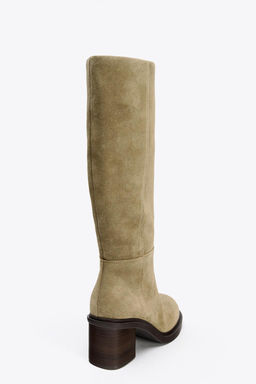 STITCHED SPLIT SUEDE HEELED BOOTS - Zara фото 4