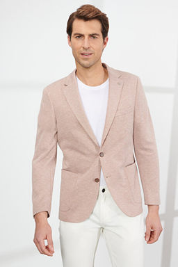 Slim Fit Dar Kesim Mono Yaka Desenli Kiremit Ceket 4A0423200020KMT