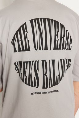 Trendyolmilla Man Gri Oversize Kabar?k Yaz? Bask?l? %100 Pamuklu T-Shirt TMNSS23TS00190  фото 8