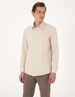 Bej Slim Fit Uzun Kollu Basic G_mlek - Pierre cardin фото 3