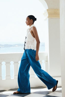 Z1975 WIDE-LEG MID-WAIST PLEATED JEANS - Zara фото 3