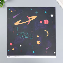 Цена за 5 шт. Двусторонняя бумага для скрапбукинга «Арт Узор. Космос», 180 г/м², 30.5×32 см