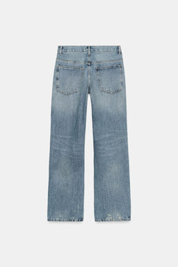 TRF RIPPED WIDE-LEG RHINESTONE JEANS - Zara фото 4