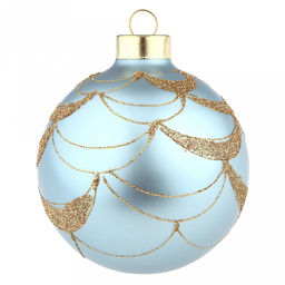 Елочная игрушка шар стеклянная д8см, голубой металлик, ручная художественная роспись, подарочная упаковка (Россия) - Домашняя мода фото 4
