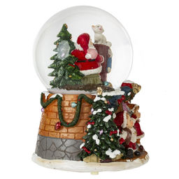 Фигурка декоративная "Дед Мороз" в стекл шаре (муз, вьюга, ААх3,н/п), D 9.5 см, L12 W12 H16 см