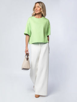 Укороченная футболка силуэта овер-сайз - Vilatte фото 4