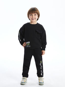 Bisiklet Yaka Erkek ?ocuk Sweatshirt ve E?ofman Alt 2li