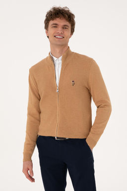 Erkek Camel Melanj Basic Triko H_rka Sepette S_rpriz _ndirim