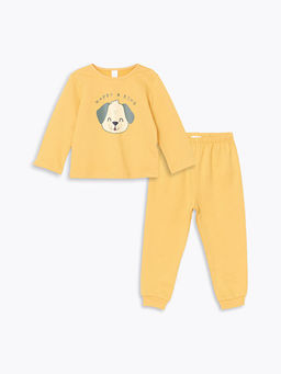 Bisiklet Yaka Uzun Kollu Bask?l? Erkek Bebek Pijama Tak?m?