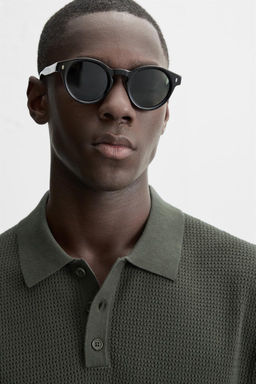 PERFORATED TEXTURED KNIT POLO SHIRT - Zara фото 5