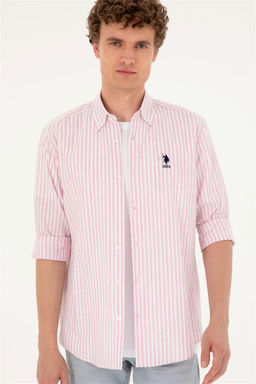 U. S. Polo Assn / Мужская пудровая рубашка с длинным рукавом - U.s. polo assn фото 3