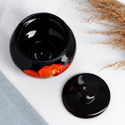 Горшочек для запекания Псковский гончар «Русский», керамика, 330 мл, мак на чёрном