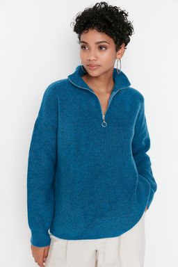 Antrasit Couple Yumusak Dokulu Fermuarl? Triko Kazak TWOAW20XS0009 - Trendyolmilla фото 16