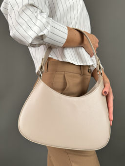 Сумка женская Sefaro из телячьей кожи маленькая серая фото 6