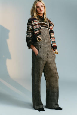 CHECKED WOOL BLEND JUMPSUIT