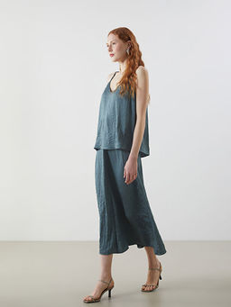 Beli Fermuarl? Saten Kad?n Etek