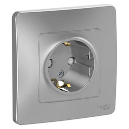 Розетка SE Blanca, 16 А, 250 В, встраиваемая, с з/к, шторки, IP20, алюминий, BLNRS001113