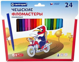 Фломастеры Centropen ПИНГВИНЫ классические 24 цв. шестигран. корп. стандартные конверт