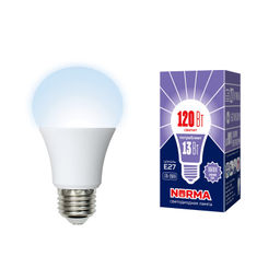 LED-A60-13W/DW/E27/FR/NR Лампа светодиодная. Форма "A", матовая. Серия Norma. Дневной белый свет (6500K). Картон. ТМ Volpe