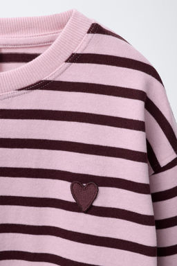 STRIPED T-SHIRT WITH HEART PATCH - Zara фото 3