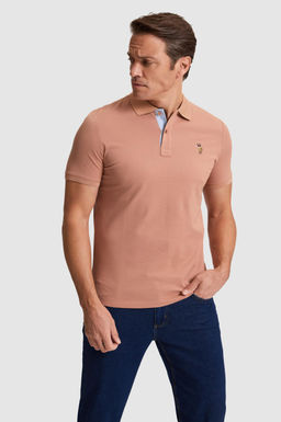 Erkek Pudra Regular Fit Polo Yaka Basic Ti__rt
