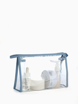 Набор простых косметичек на молниях 2 в 1, с рисунком, голубой