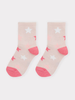 Цена за 5 пар! Носки детские розовые с рисунком в виде звездочек