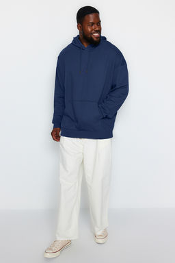 TRENDYOL MAN Siyah Buyuk Beden apusonlu Oversize/Genis Kesim Ici Polar/S?cak Tutan Sweatshirt TMNAW24AO00013 - Trendyolmilla фото 3