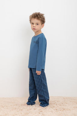 Crockid _ К 1600/синяя волна,бежевая клетка пижама дет  фото 4