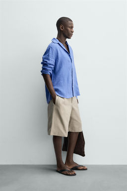 CAMISA REGULAR FIT 100% LINO / Azul lavado - Zara фото 4