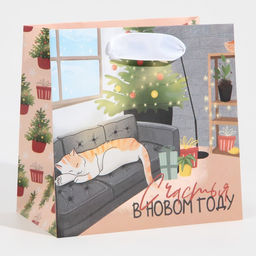 Пакет ламинированный квадратный Счастье, 14 14 9 см