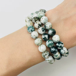 Бусины для украшений из Мохового агата (36 бусин) 37 см