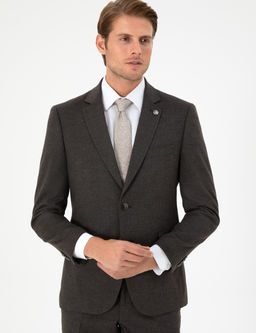 Kahverengi Slim Fit Tak_m Elbise