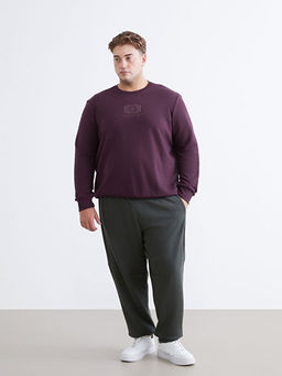 Bisiklet Yaka Bask?l? Erkek Sweatshirt