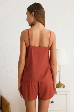 Trendyolmilla Siyah Dantelli Ip Ask?l? Viskon Sortlu Dokuma Pijama Tak?m? THMSS20PT0290 фото 17