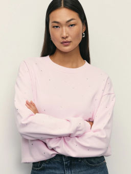 Свитшот из хлопка со стразами / Zarina