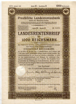 Облигация 4,5% 1000 рейхсмарок 1935 года Германия