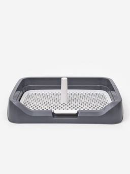 Туалет для собак 48 х 39 х 8,5 см с бортами, съёмной решеткой и столбиком, серый